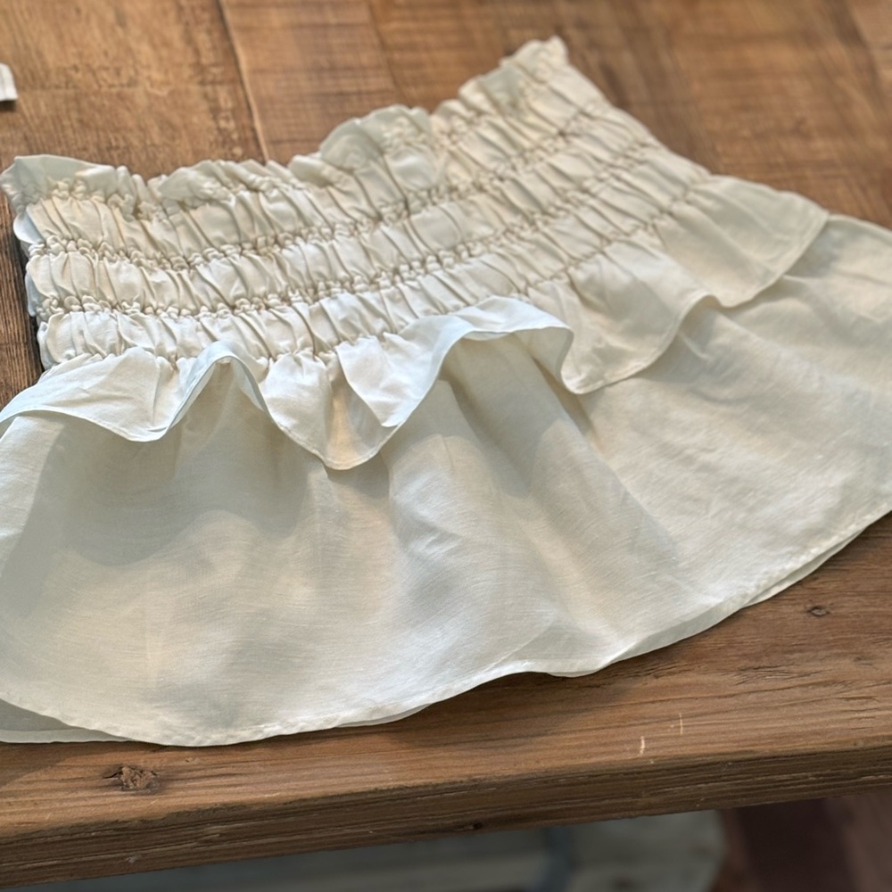 EUC Isabel Marat Etoile (Cream) Linen, Ruffled Skirt. Sz 34 (2/4)No sign of wear